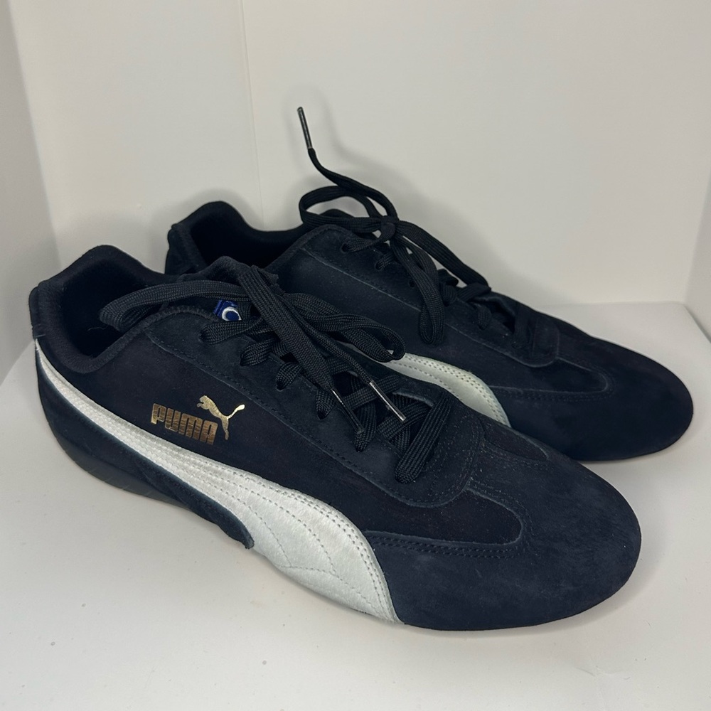 Puma Black and White Low-Profile Sneakers